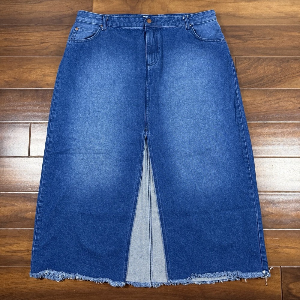 PILCRO Anthropologie Women's Size 22 W The Madi Front Slit Denim Jean Maxi Skirt
